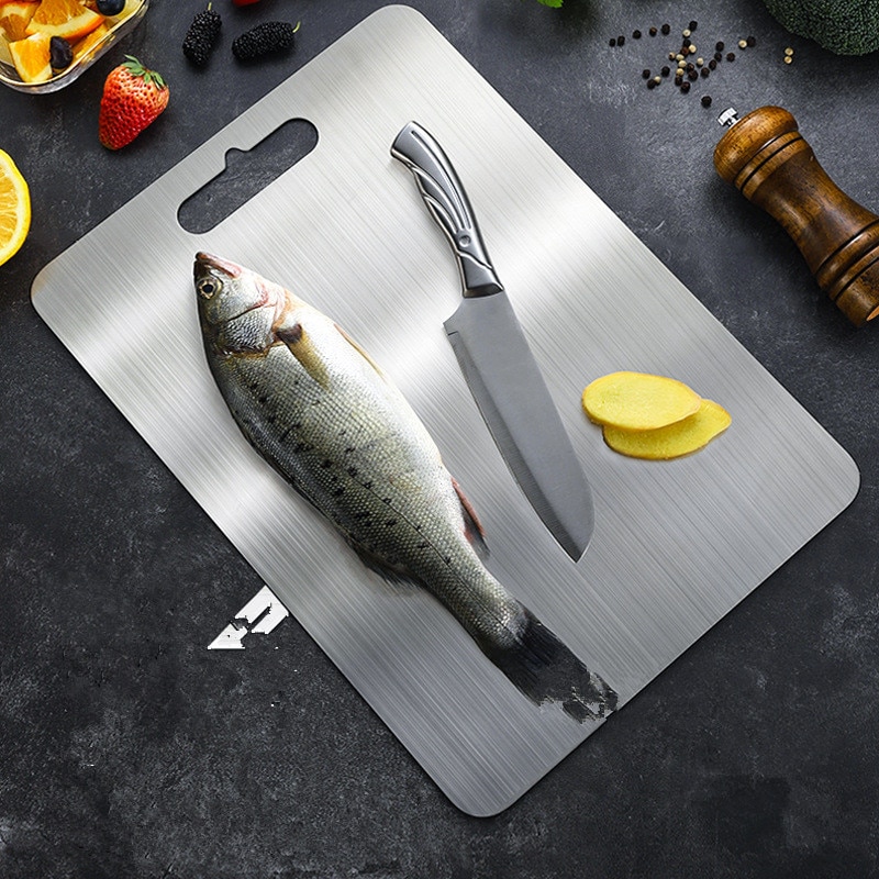 304 Stainless Steel Titanium Plated Cutting Board Kitchen Household Chopping Board Unfreeze Board Easy Cleaing