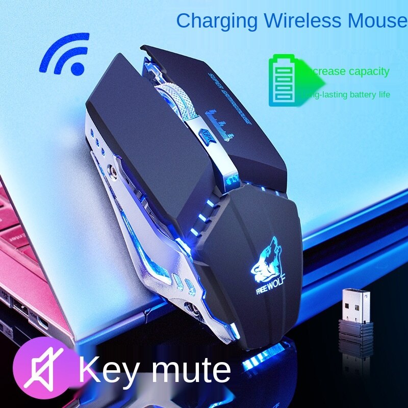Liberty Wolf X11 Wireless Silent Mouse Rechargeable Luminous Mechanical Gaming Mouse 2.4G Wireless E-sports Gaming Mouse for PC