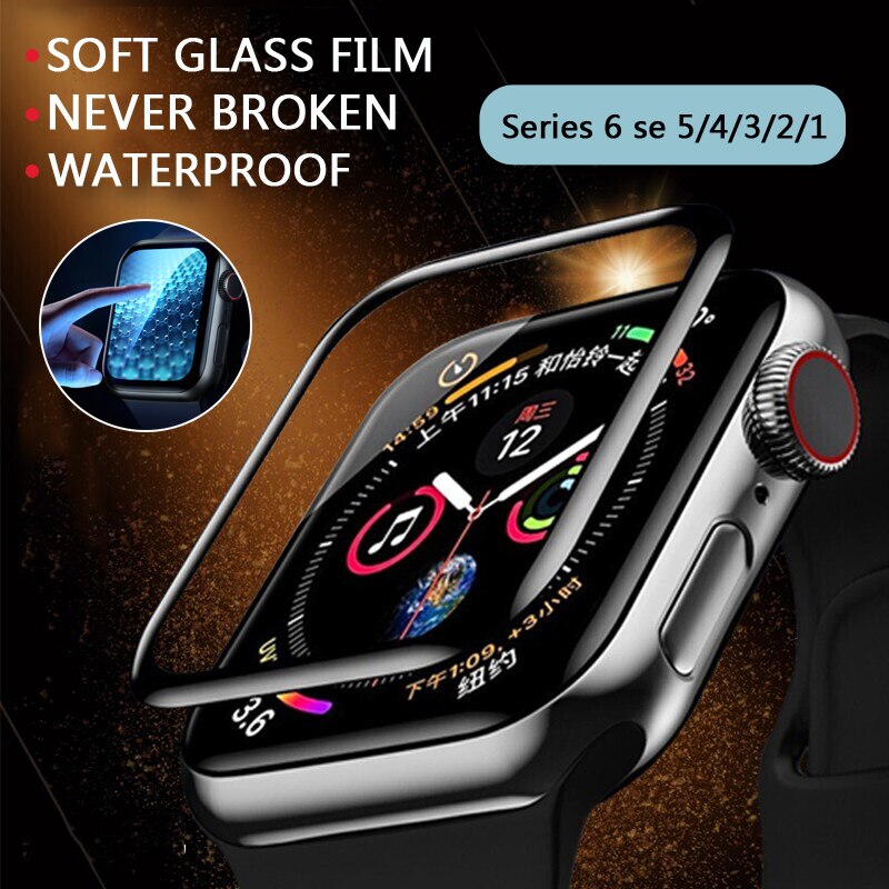Waterdicht Screen Protector Voor Apple Watch 5 4 3 38Mm 40Mm 44Mm 42Mm (Niet Gehard Zacht Glas) film Voor Iwatch 4/5/6/Se