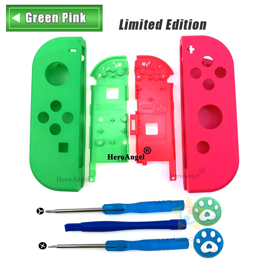 For Joy-con Shell for Nintendo Switch NS JoyCon Controller Replacement Housing Shell Right Left Case With Tools: Green Pink