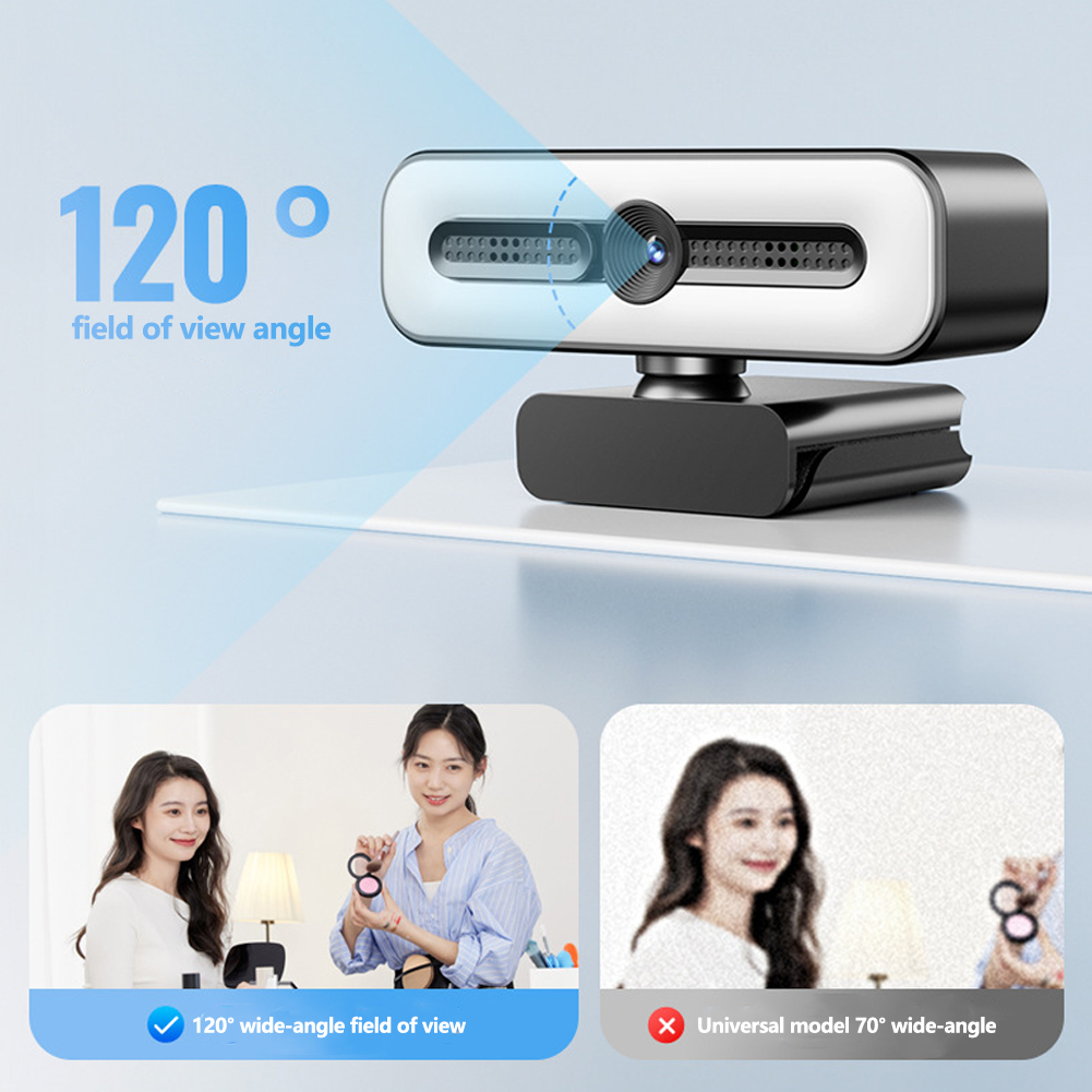 4k/2k/1080p webcam hd con microfono, luce webcam a led con messa a fuoco automatica, telecamere per computer e pc, webcam per registrazione video