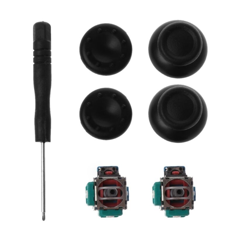 2022 3d analogachsenmodul potentiometer schwarzer joystick daumensticks silikonabdeckung schraubendreher ersatzsets für playstation: Default Title