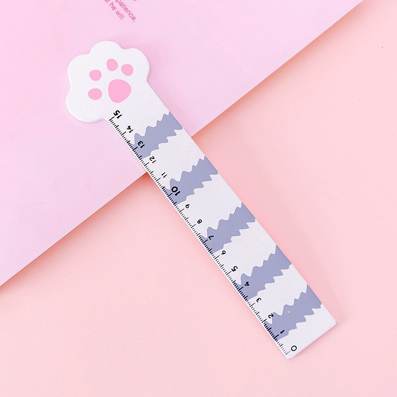 1 st lytwtw's kawaii enkel kattklo ull linjal mäter rak linjal verktyg elev skola kontorsmaterial brevpapper: 4