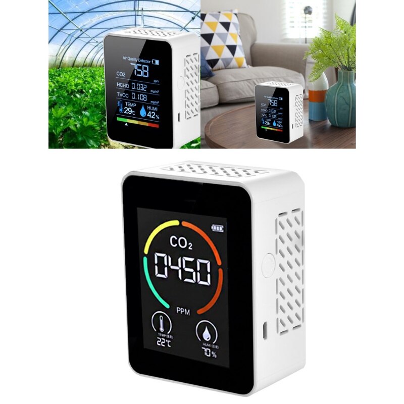 Carbon Dioxide Detector Temperature/Humidity Air Monitor Indoor Digital CO2 Meter Formaldehyde Detector Air