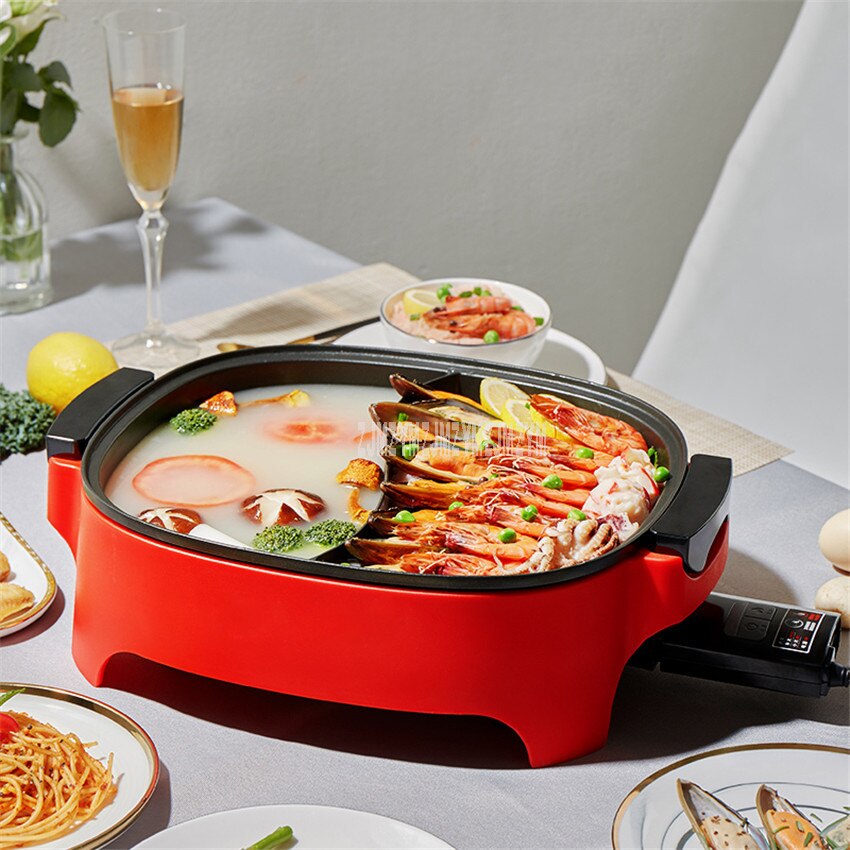 6L Capacity Electric Multi Cooker 2 Flavors Pot Household Non-stick Electric Cooking Machine Multi-purpose Hotpot Cooker