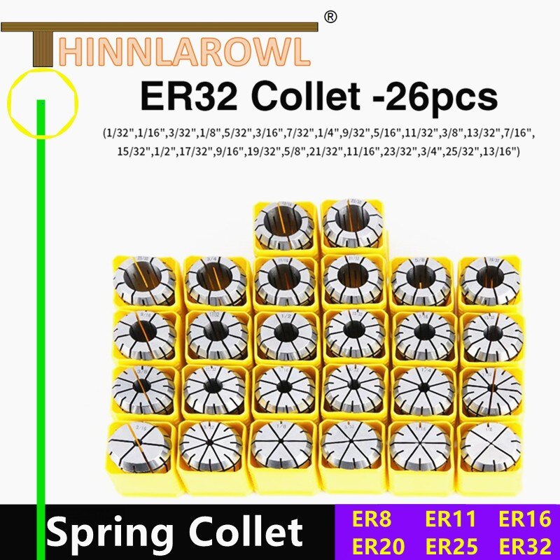 Spring Collet Precision Collet Chuck Set ER8 ER16 ER20 ER25 ER32 ER40 For CNC Engraving Machine Milling Lathe Tool Holder