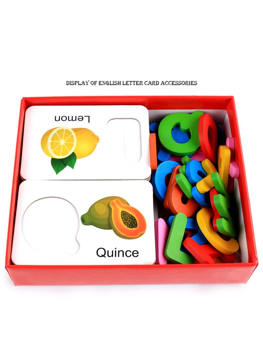freundlicher ABC Englisch Buchstaben Kognitiven Karten Holz Obst Gemüse Alphabet Lernen Passenden Rätsel Spielzeug