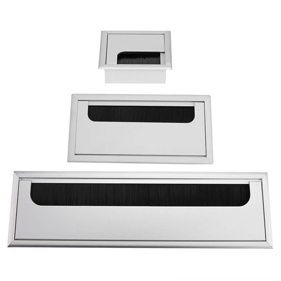 Square Aluminium Computer Desk Wire Cable Tidy Outlet Insert Hole Top Cover TV Cabinet Rectangle Wire Outlet Hole Cover 3 Sizes