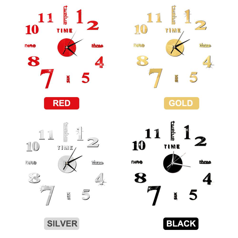 Reloj de pared con espejo acrílico, adhesivo autoadhesivo para pared Diy, 4 colores, adhesivos de pared para dormitorio a la