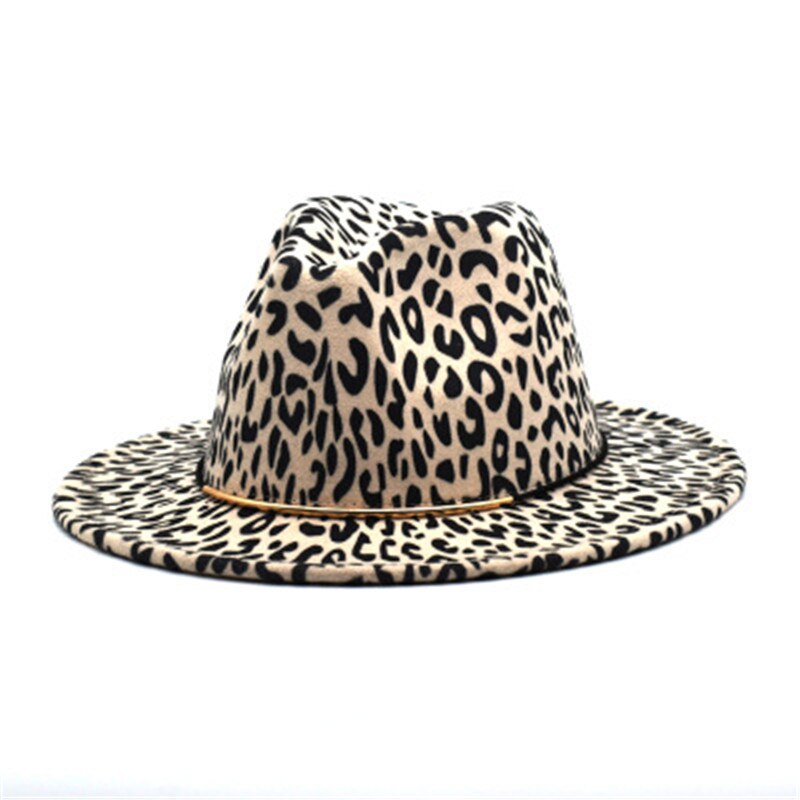 Vrouwen Hoeden Winter Luipaard Gesp Winter Hoeden Vrouwen Mannen Fedora Vilt Brede Rand Casual Vintage Wit Jazz Caps Trilby mannen Hoeden: white
