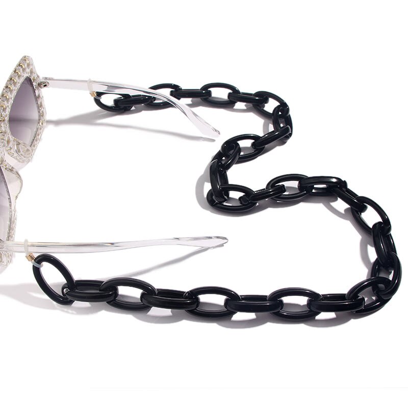 Flatfoosie vintage solglasögon kedja flerfärgad akryl kedja justerbara ändar hals kedja glasögon snodd 72cm: 017912bk