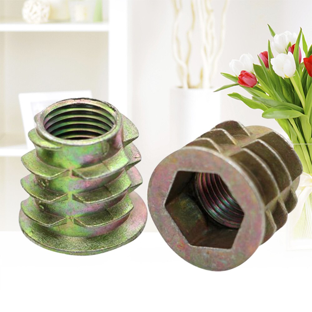 Tornillo de accionamiento hexagonal de inserción roscada, tornillo de aleación de Zinc, tornillo de sujeción para muebles, tablero de fibra de madera contrachapada, 40 Uds.