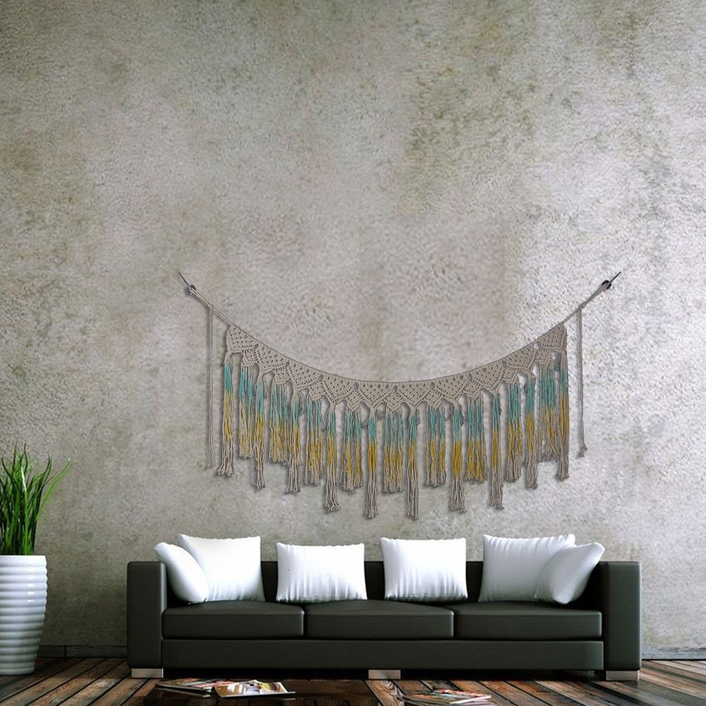 Knitting Bohemia Hanging Wall Tapestry Handmade Cotton Tassel Tapestries Living Room Wedding Ceremony Backdrop Wall Art