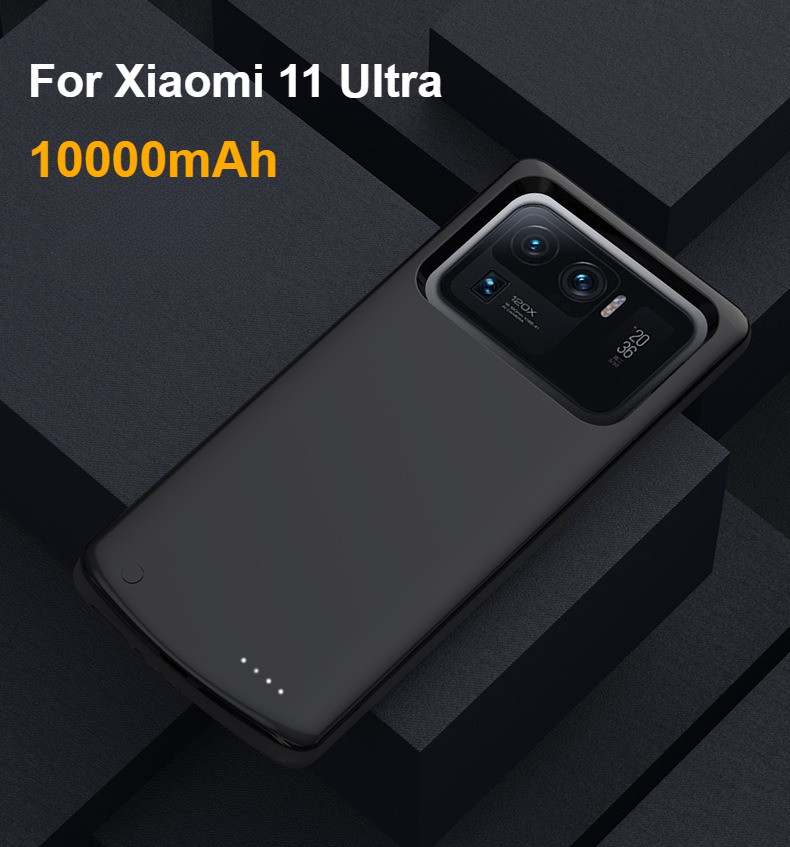 Verbesserte 10000 mAh Akku-Ladegerät-Hüllen für Xiaomi Mi 11 11 Profi/11 Lite Ultra Energie Bank Ladeabdeckung Makao Rama Rama: dunkel Grau