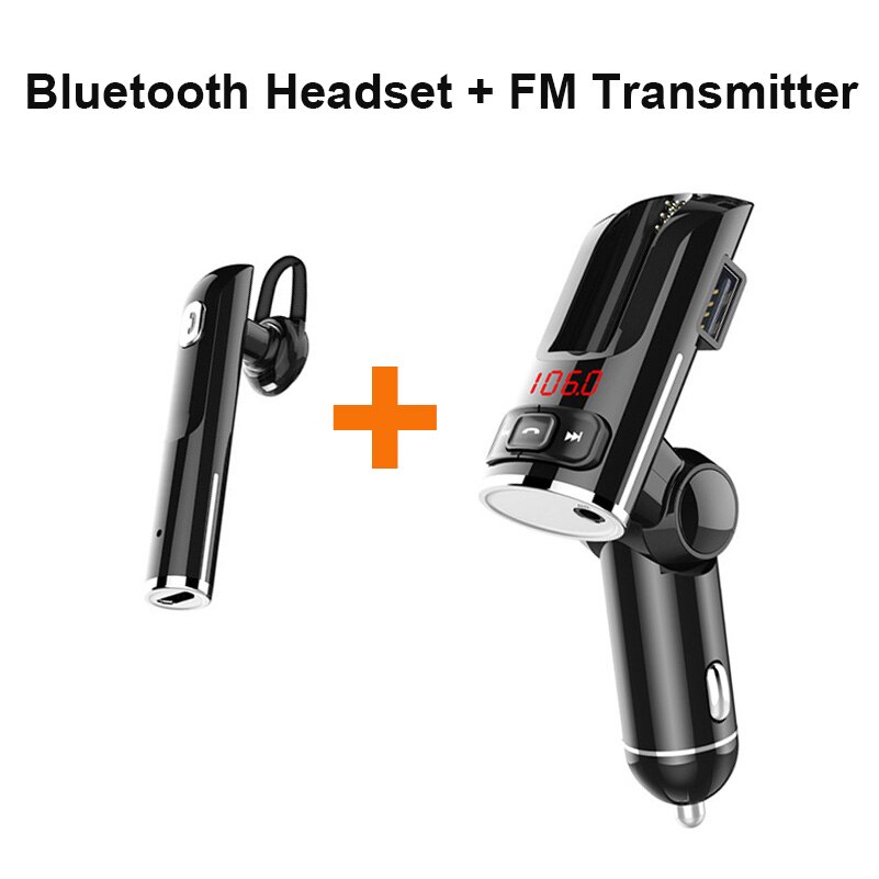 Konrisa Aux Fm-zender Auto Bluetooth Headset Handsfree Kit Draadloze A2DP Muziekspeler Ondersteuning Prive Call Dual Usb-poort