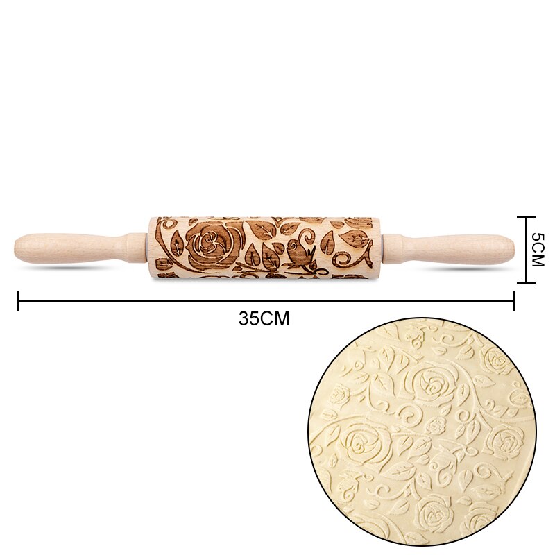 Bloem Blad Reliëf Houten Roller Rolling Pin: Flower 3