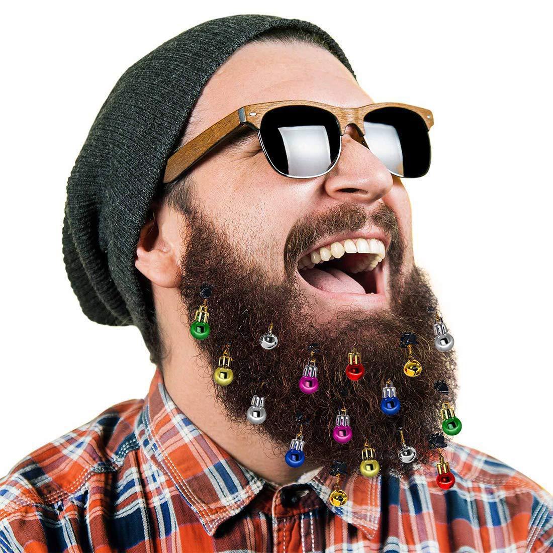 12 pièces décoration de barbe de noël boule de mélange père noël barbe ornement Clip ampoule cloches Clip fête portant