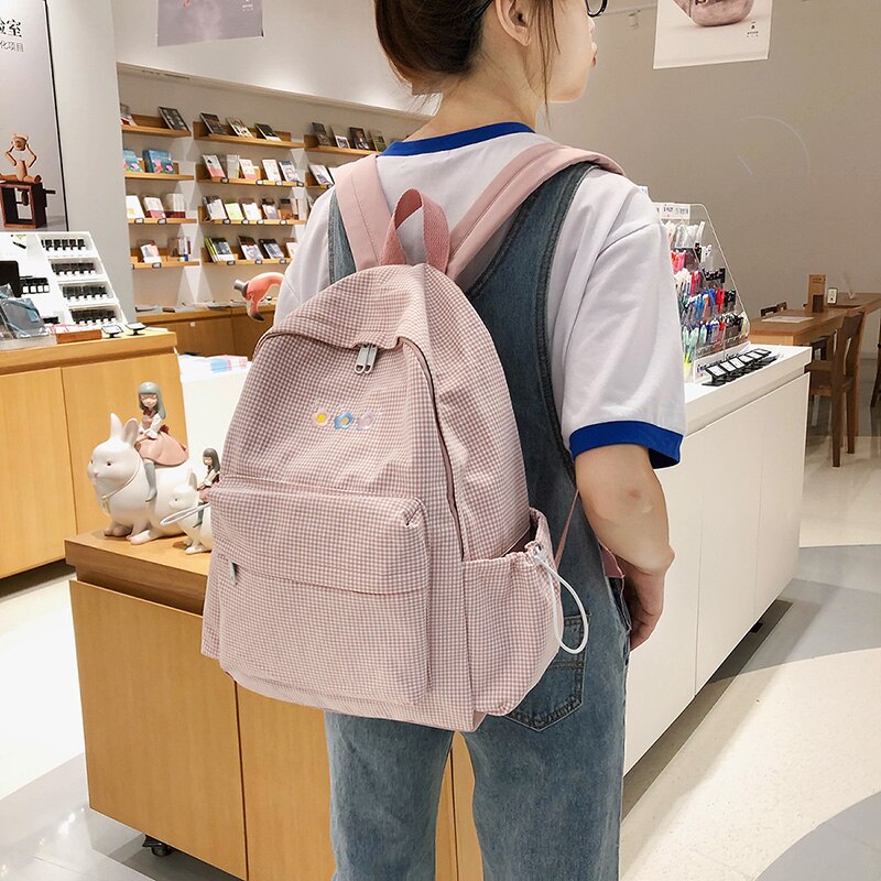 Dcimor Plaid Vrouwen Rugzak Vrouwelijke Borduurwerk Schooltas Voor Tiener Meisjes Rugzak Boekentas Mochilas