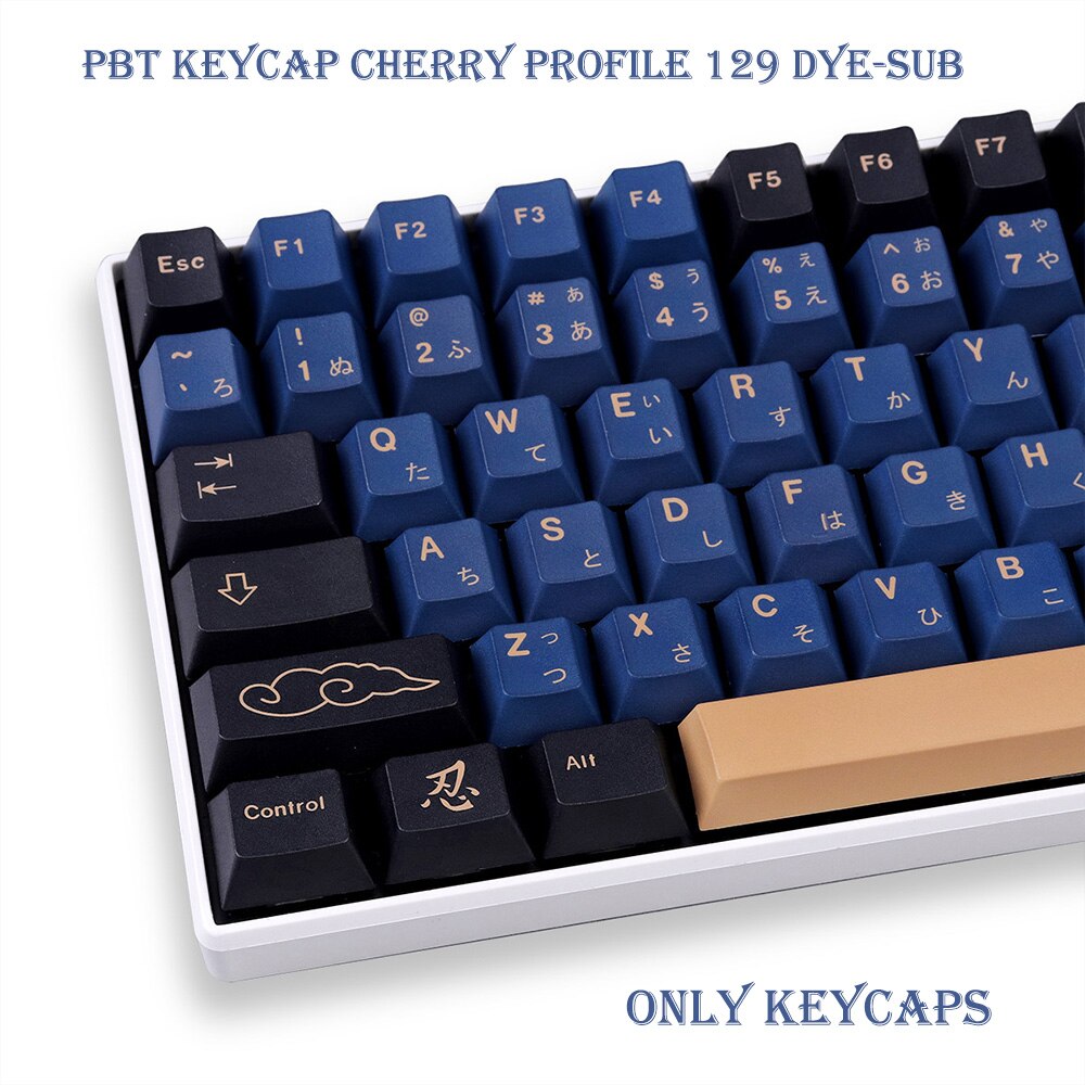 PBT Keycap 129 Keys DYE-SUB Cherry Profile BLUE/RED Samurai Japanese KeyCaps For Cherry MX Switch Mechanical Keyboard