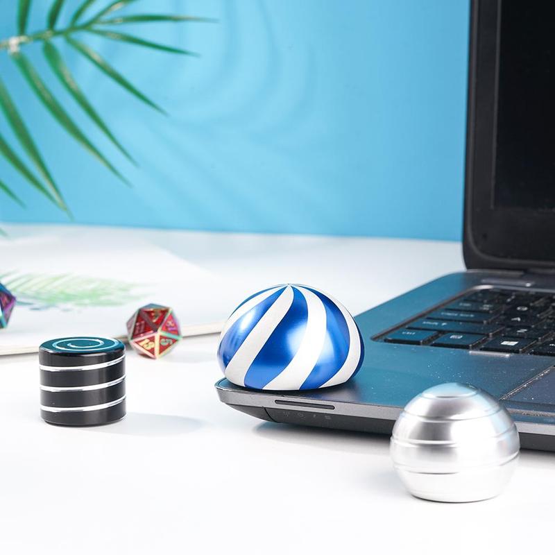 Desktop Decompression Toys Rotating Spherical Gyroscope Silver Desk Blue Office Toy Top Toys Black Fidget Spinning Decompre F9B0