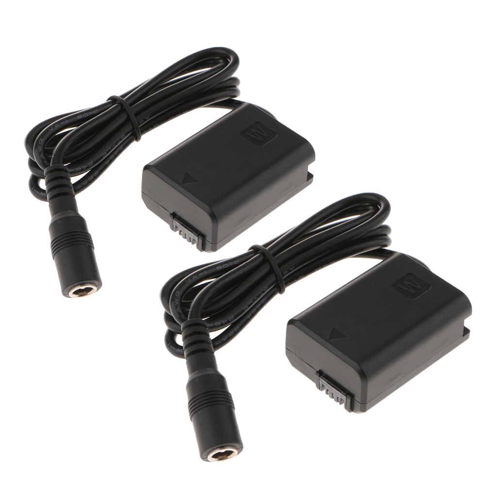 2 pçs manequim bateria NP-FW50 dc adaptador de alimentação do acoplador para sony a7m2 a7s a7r a7
