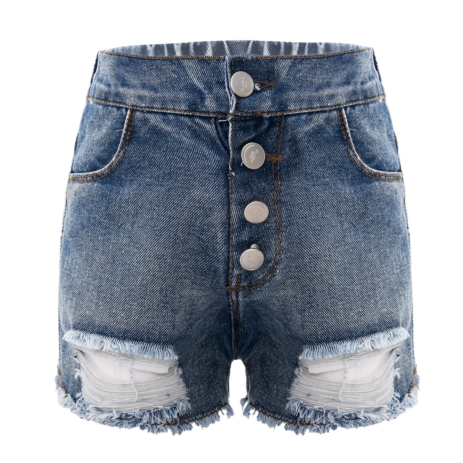 Short en Jean déchiré pour filles, taille haute, à la , ample, décontracté, pour enfants