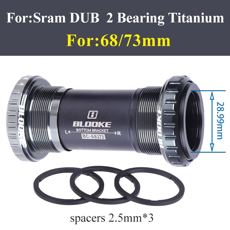 BLOOKE BSA DUB BB Bottom Bracket 68/73mm 28.99mm Central Movement BSA68 Thread Sealed 2 Bearing For SRAM Crankset MTB Bicycle: Titanium