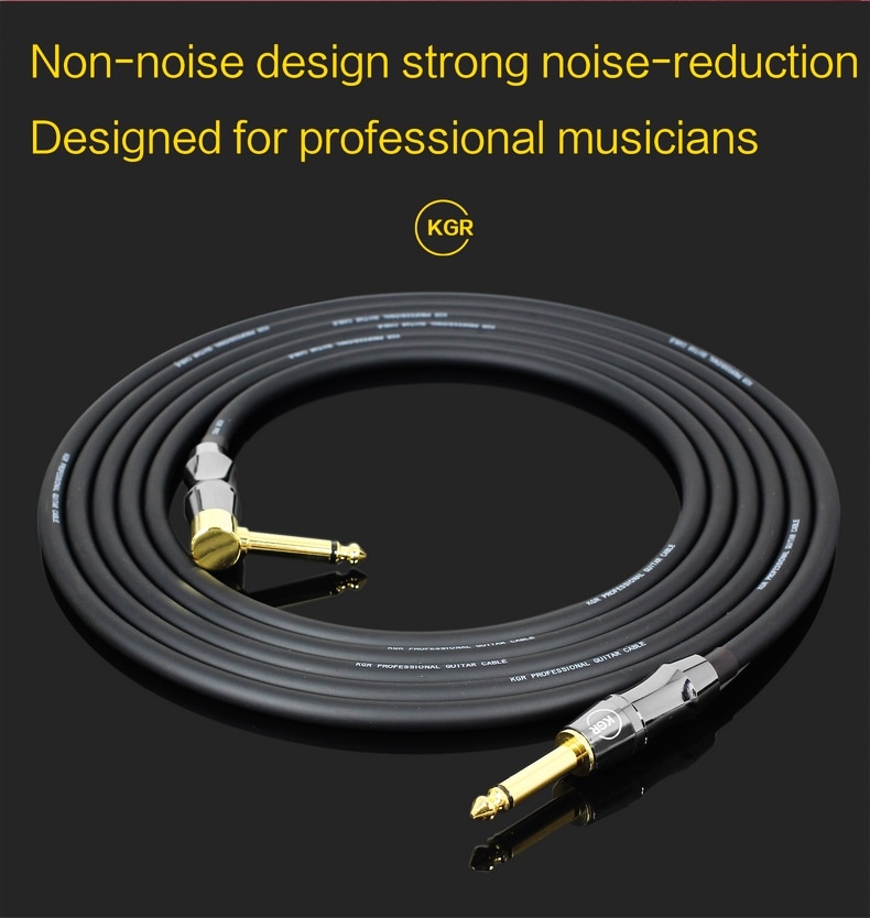 KGR 6 Meters/ 20 Feet Electric Guitar Cable Bass Musical Instrument Cable Cord 1/4 Inch Straight to Right Angle Plug