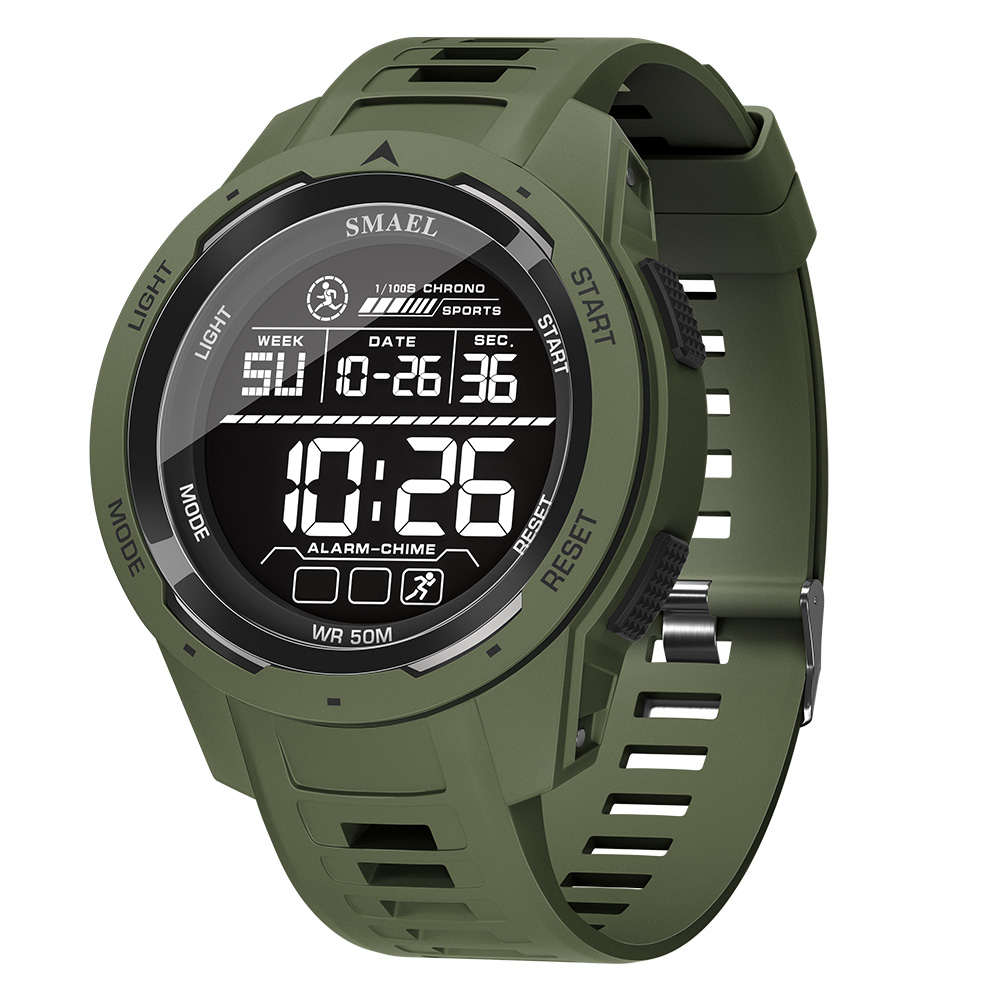 Smael Sport uhren Männer multifunktion Ale Wecker Silikon uhr Chrono Blaulicht Anzeige digitale junge Herren Armbanduhr: Grün