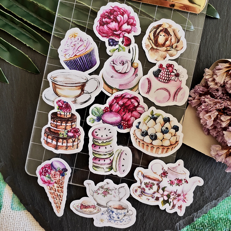 Japanese stickers afternoon tea dessert decoration stickers DIY Scrapbooking happy planner craft album stickers