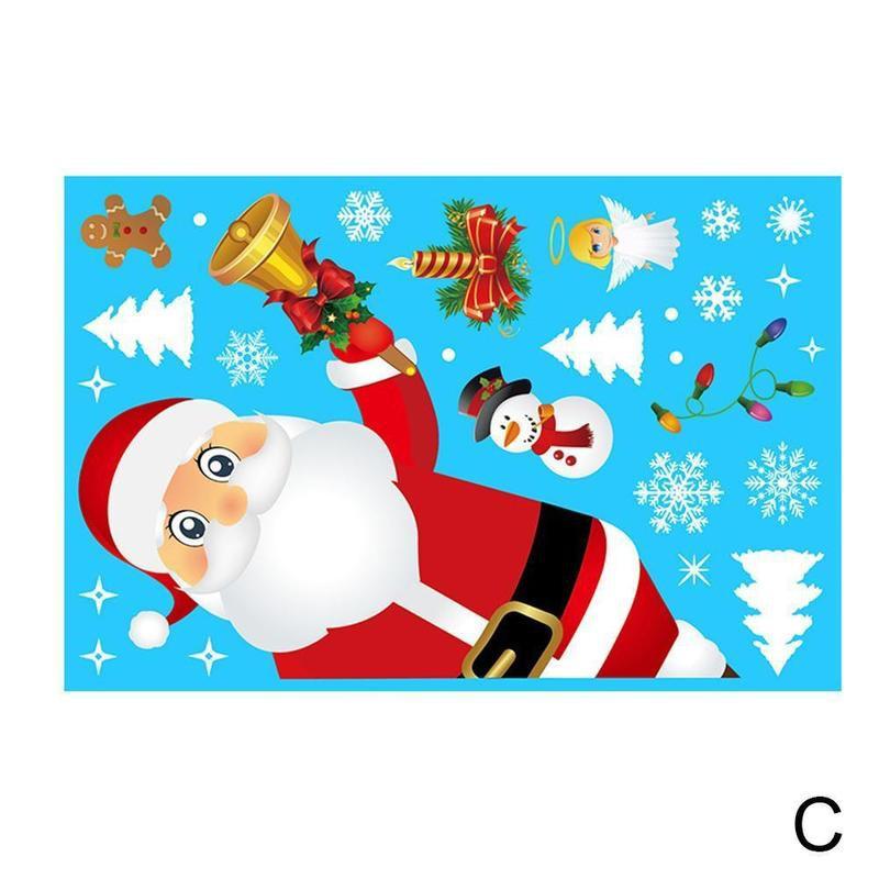 Merry Christmas Window Wall Sticker Santa Claus Deer Glass Window Xmas Static Sticker 2022 Year Decals Home Decoration: C