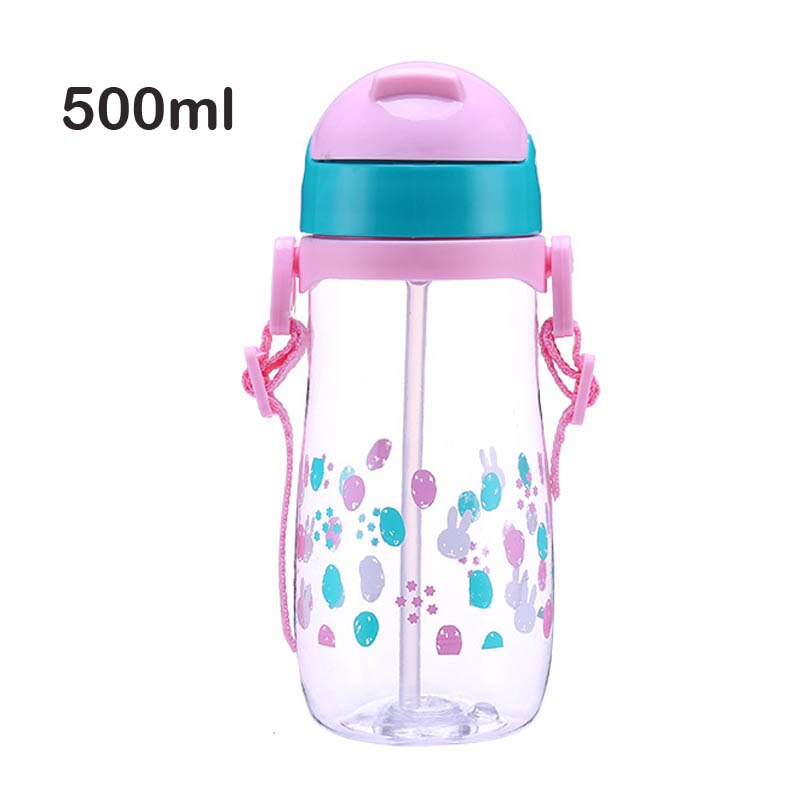 Bijgewerkt Duurzaam Baby Luier Kids Straw Cup Drinkfles Sippy Cups Met Handvatten Leuke Voeden Fles 300/500ml: 500ml Pink Sling