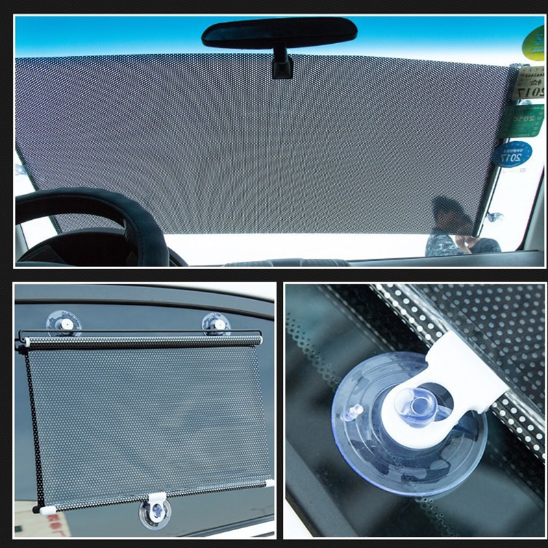 Uttrekkbar bil solskjerm for frontrute vindu solkrem bil solskjerm beskyttelse bil gardin med sugebil tilbehør