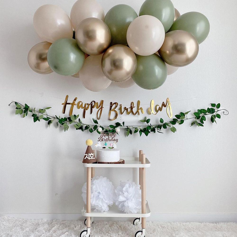 19 stk/sæt retro bønne avocado grønne latex balloner kæde baby shower bryllupsdag fødselsdagsfest decors krans bue