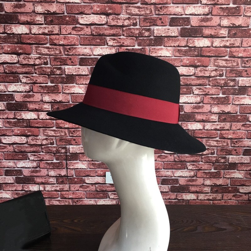 Fedora's standaard zwart wijnrood lint stoffen hoed heer afhangende dakrand afwijking pet temperament van mannen en vrouwen panama