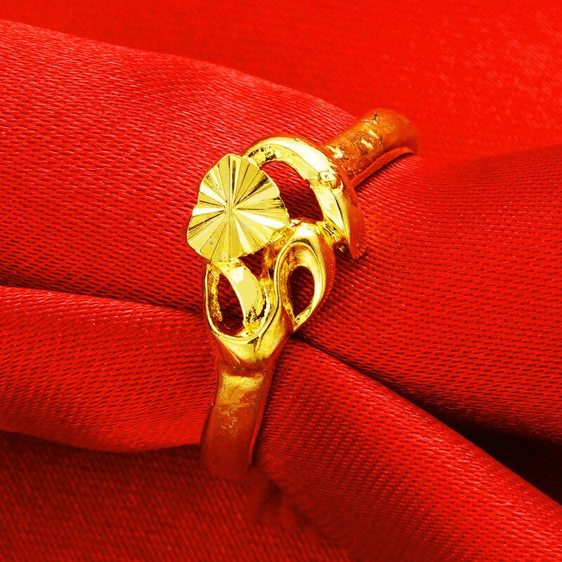 Bagues simples ondulées pour femmes, couleur or 24K, en cuivre pur, bague hypoallergénique, bijoux de mariage, de dames, nouveautés: NT1001Y-3