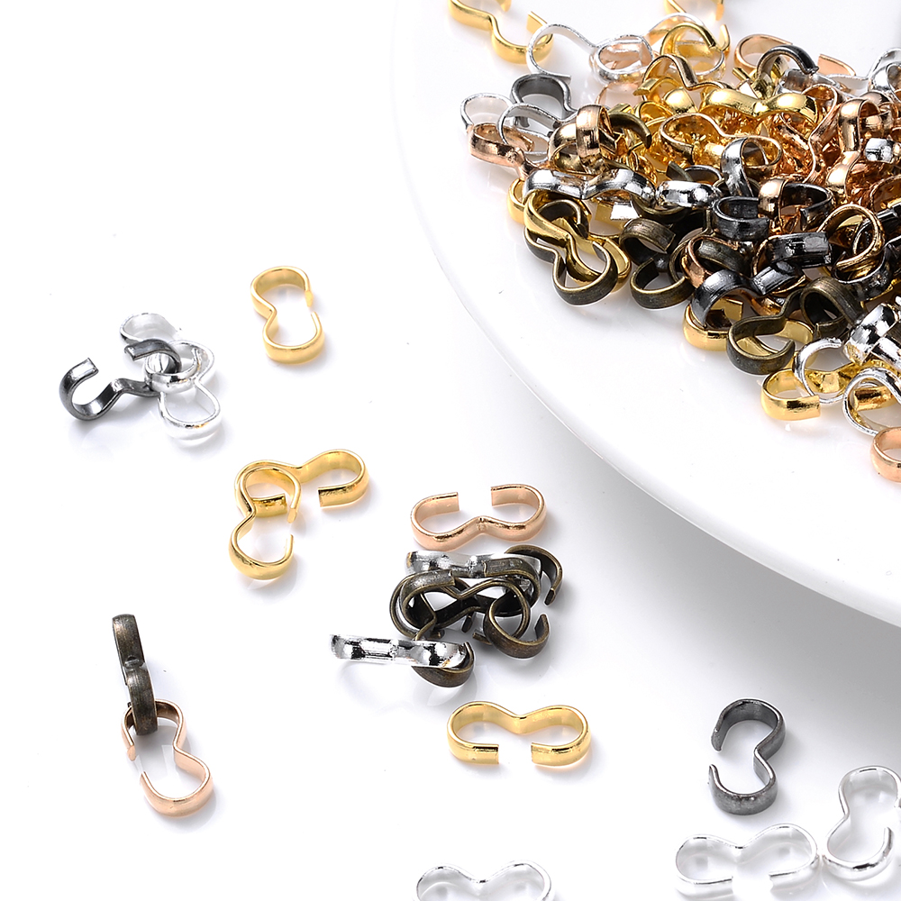 100 unids/lote de conectores de cierre de Metal, hebillas de parada chapadas en oro y plata para la fabricación de joyas DIY, pulsera, collar, accesorios de 4x8mm