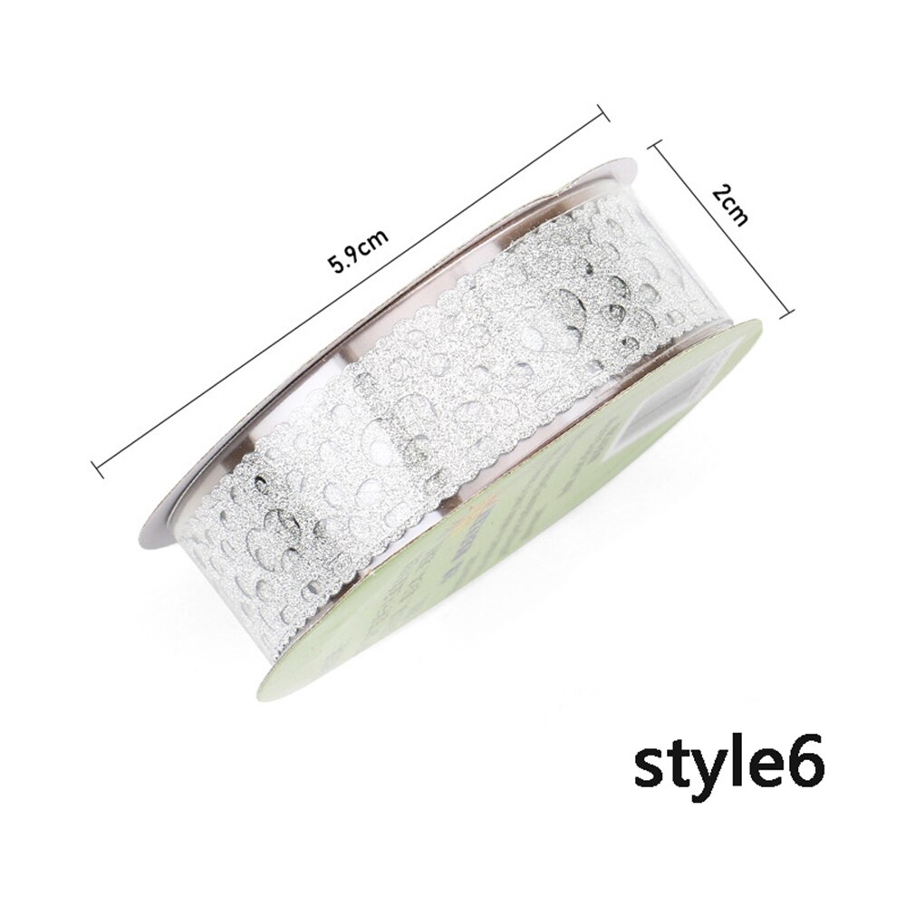 1 rollo de cinta adhesiva de oro brillante creativa, cintas de encaje con purpurina, cintas Washi manual autoadhesivo para estudiantes, decoración DIY: style6