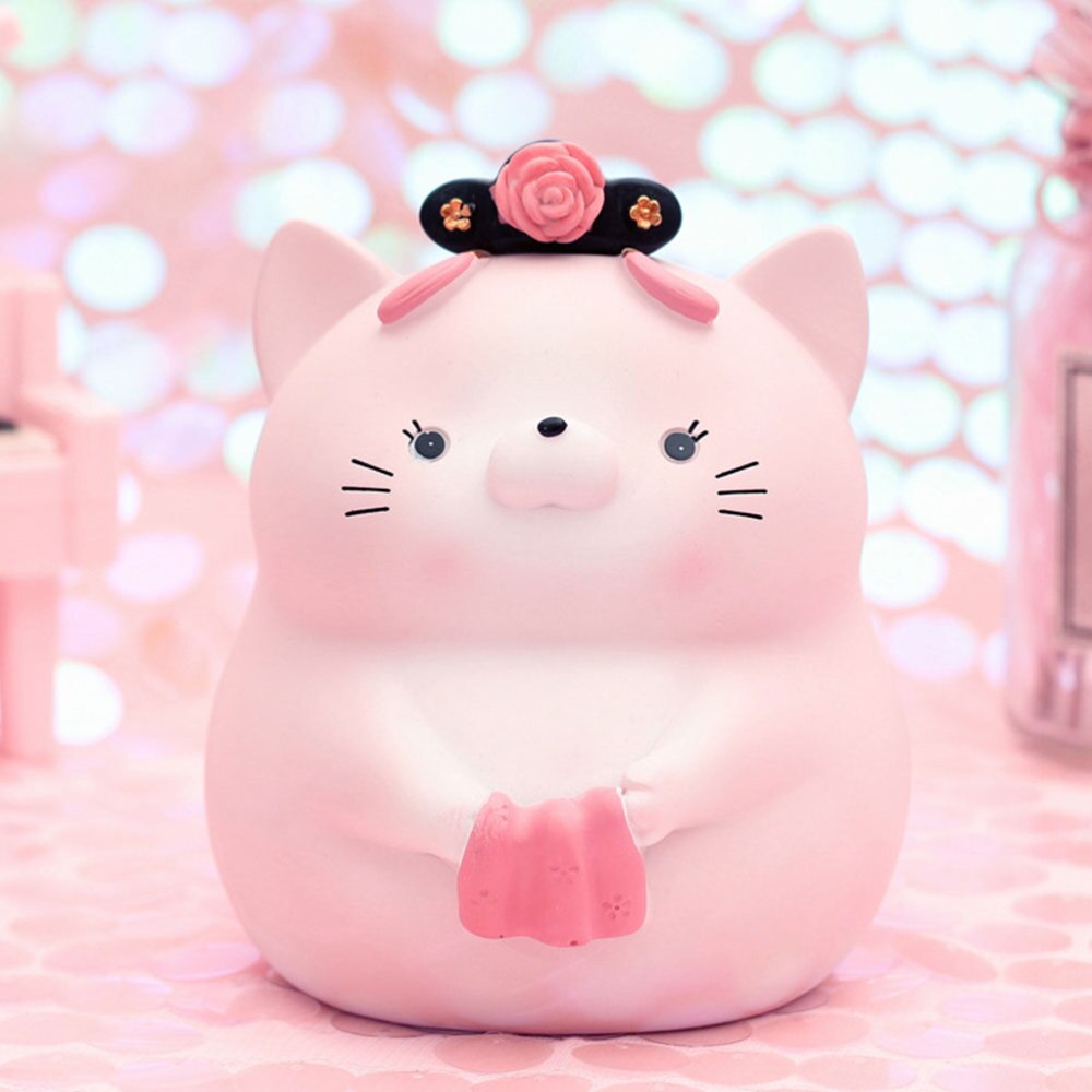 1PC Adorable Cat Saving Box Cartoon Cat Piggy Bank Retro Vehicle-mounted Cat Adornment Cat Saving Pot