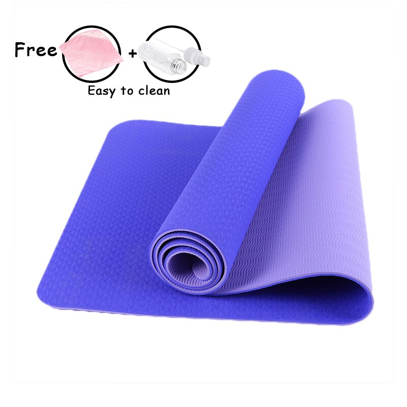 6mm Yoga Mat - 183x61cm - TPE - Non-slip, High Resilience - For Fitness, Pilates, Beginners: Violet