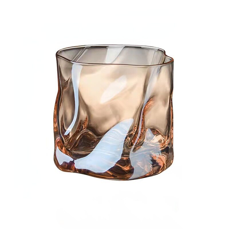 Irregular Glass Cup Twisted Transparent Wine Glasses Whiskey Water Juice Beer Cocktail Cup Bar Drinking Supplies: amber