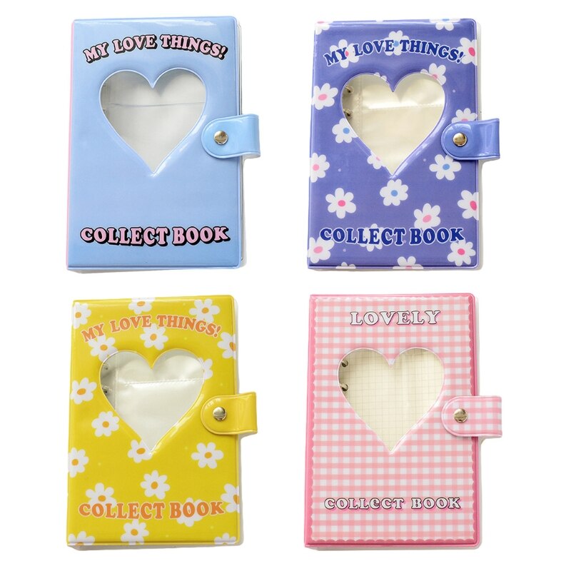 T84E Hollow Heart Shape Flower 3" Photo Album Portable Wedding Photo Memory Books Horizontal and Vertical Family Photo Scrapbook