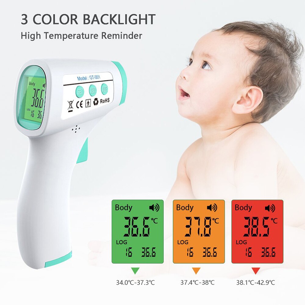 Infrared Thermometer Forehead Thermometer 50 Data Storage Non Contact Thermometers with Tri-colored Backlit LCD High Precision: Default Title