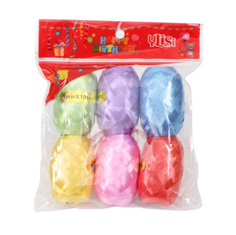 6PCS/Pack 5mm*10m Balloon Rope Foil Helium Balloon Ribbon Wedding Birthday Party Decoration Balloon Wrapping Tape Balloon Rope