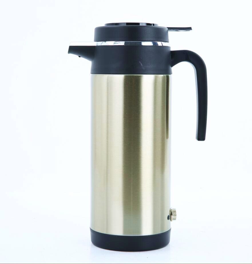 Hervidor eléctrico de agua para vehículo, taza de calefacción de aislamiento térmico para camión de viaje, tetera de coche, botella de 1.2L, 12V/24V