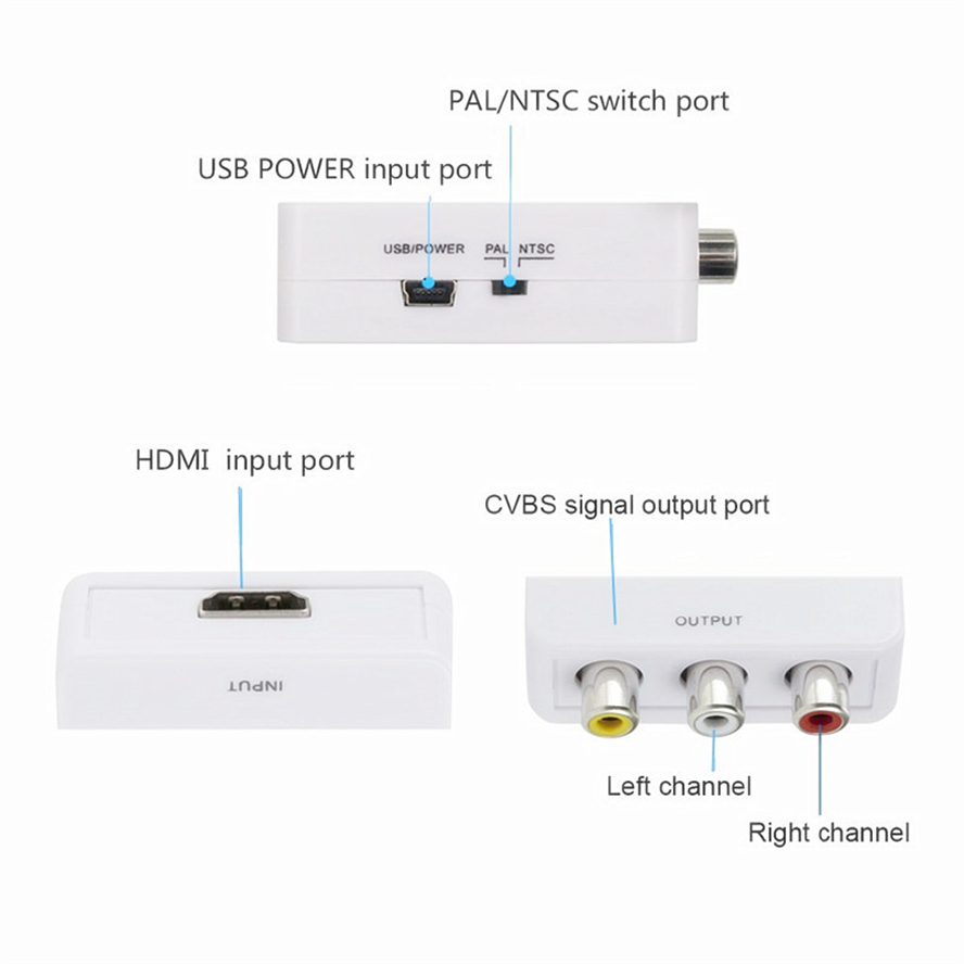 Hd 1080P Rca Av Naar Hdmi-Compatibele Composiet Adapter Converter Av2hdmi Audio Videokabel Hdmi Naar Av Met Usb-Kabel Voor Hd Tv Box