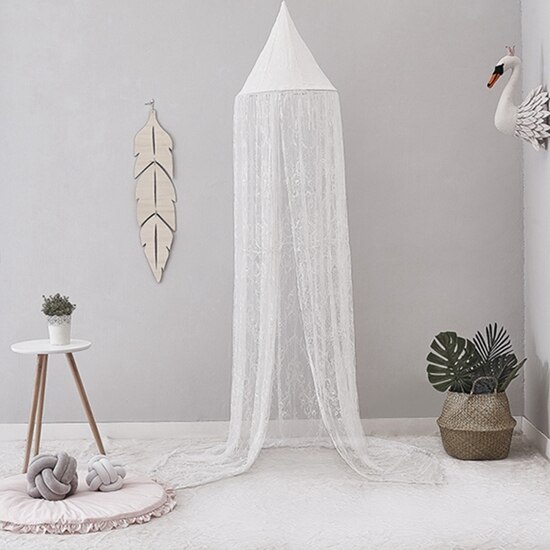 Moustiquaire en dentelle dôme pour enfants | Moustiquaire, style nordique, , pour enfants, abri princesse pour bébés, Valance, lit rond, auvent, décoration de tente: White