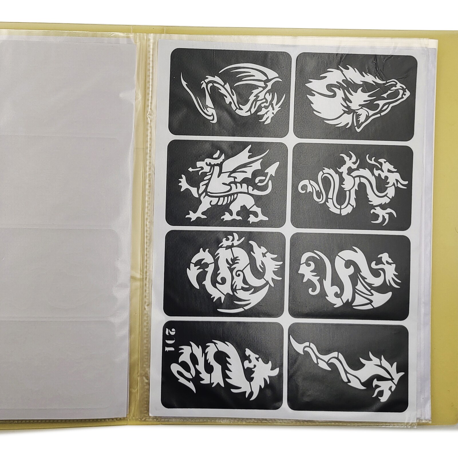 59 PCS 10 Pages A4 Size Temporary Tattoos Stencil Book with Brochure Henna book for painting wolf dragon animal