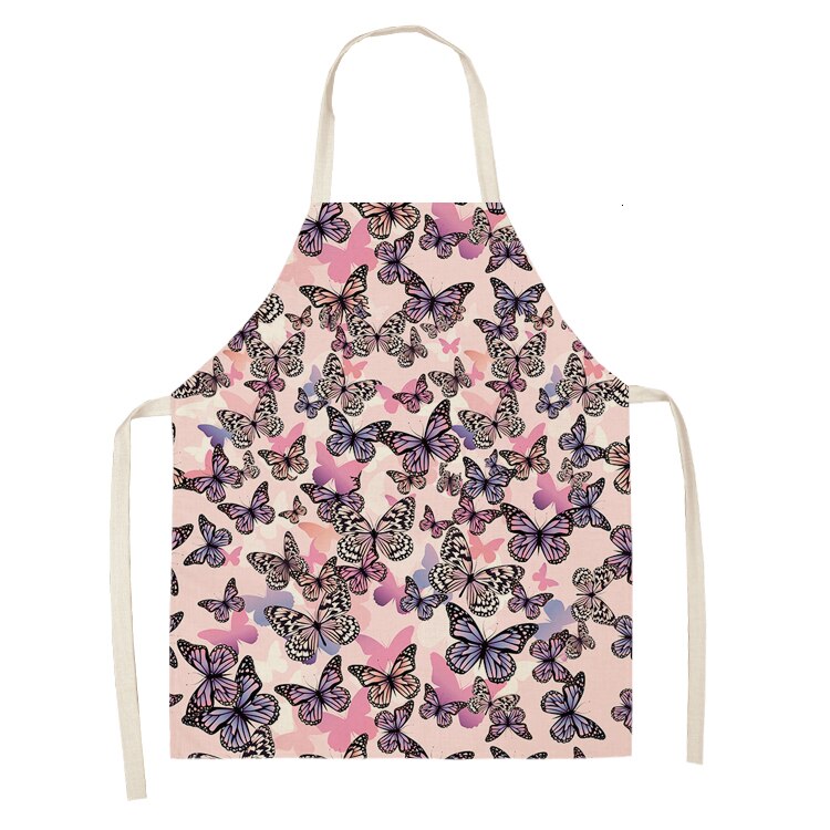 1pc Butterfly fartuch bez rękawów bawełniana pościel nadruk w kwiaty kuchnia fartuszek kobiety domowe gotowanie pieczenia talia Bib 53*65cm: WQL0147-14