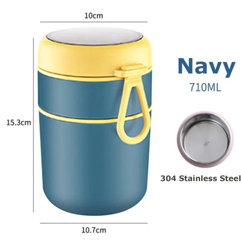 530ml/710ml Food Thermal Jar Insulated Soup Cup Thermos Containers Stainless Steel Lunch Box Thermo Keep for School Children: WHITE